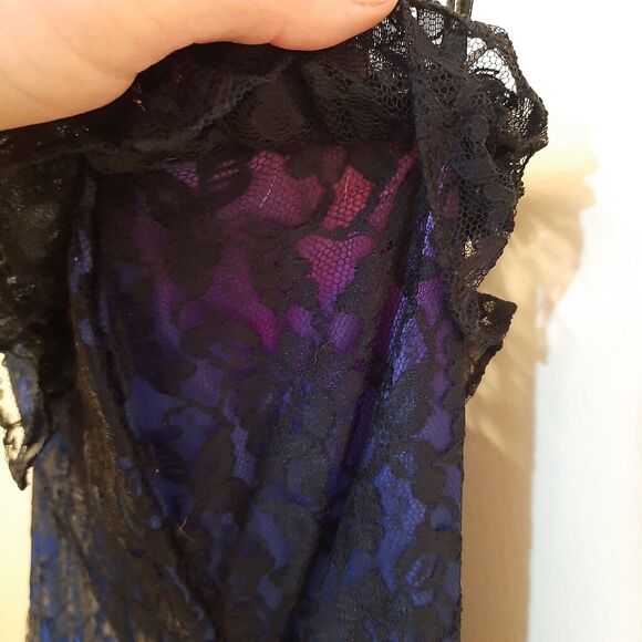 Vtg 7 GUNNE SAX Jessica McClintock Lace Prom Dress Party Gown Blue/Black DAMAGED - Picture 10 of 13